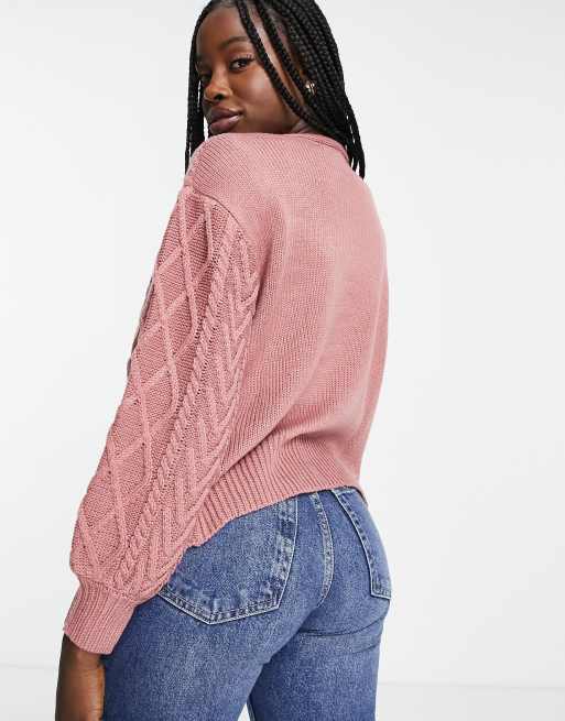 Lipsy cable knit cardigan in rose