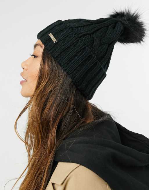 Fall Hike Faux Fur Pom Beanie in Dark Grey