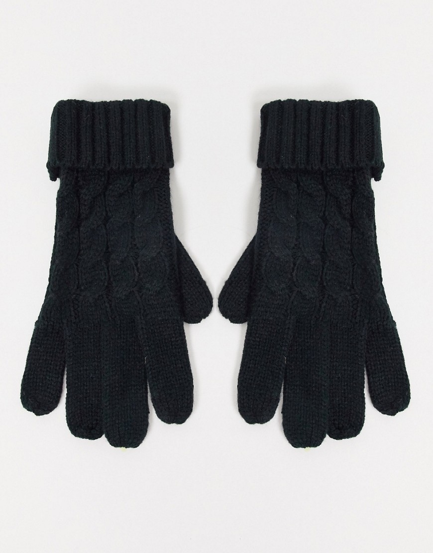 Lipsy cable knit gloves in black
