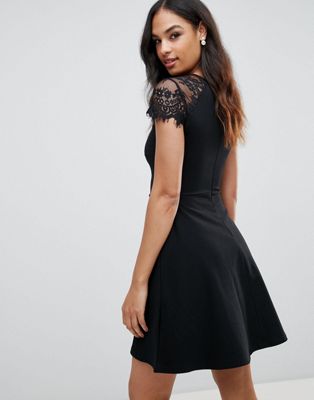 black cap sleeve skater dress