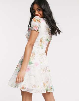 lipsy floral v neck skater dress