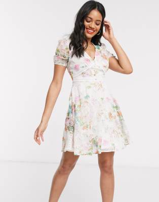 lipsy floral v neck skater dress