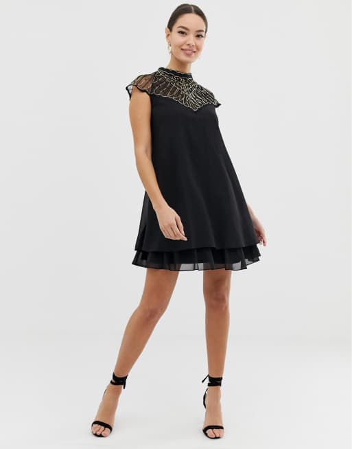 Black chiffon swing on sale dress