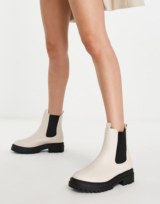 Lipsy chunky chelsea boots in ecru ASOS