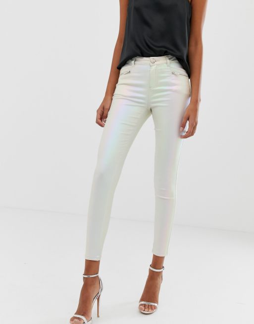 Lipsy skinny jeans in cream ASOS