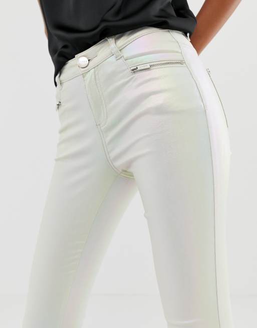 Cream coated hot sale jeans