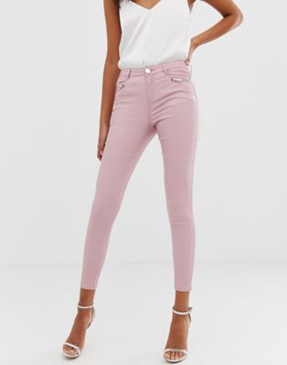 Lipsy coated skinny jeans in pink | ASOS