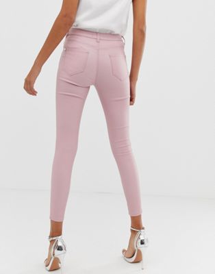 Lipsy coated skinny jeans in pink | ASOS