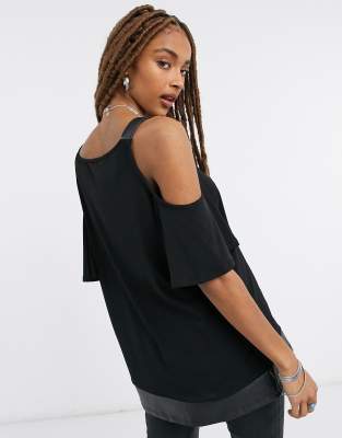 lipsy black cold shoulder top