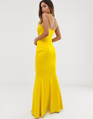 yellow cowl neck dress