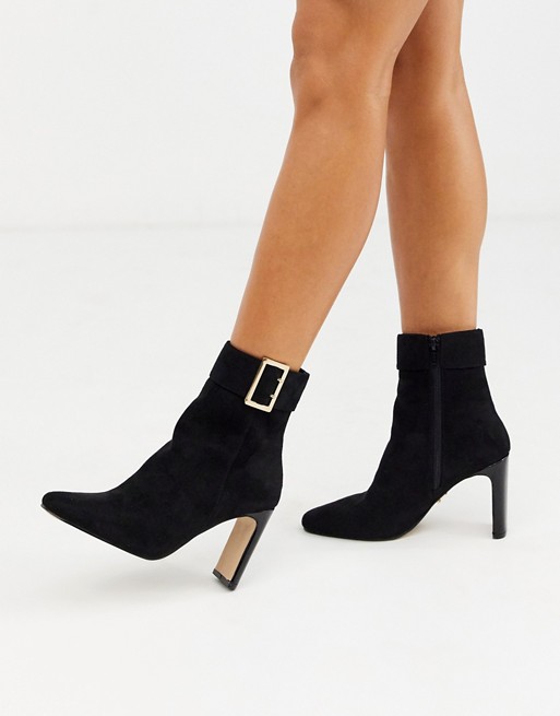 Lipsy cuffed ankle boot with buckle detail in black