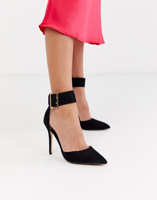 Lipsy cuffed court shoe with bukle detail in black