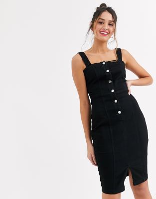 black jean dress with buttons