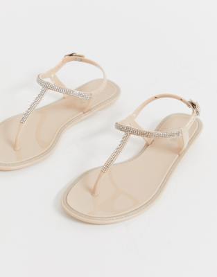 diamante jelly flip flops