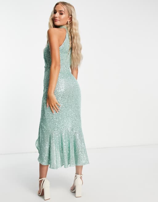 Lipsy embellished halter neck hotsell maxi dress