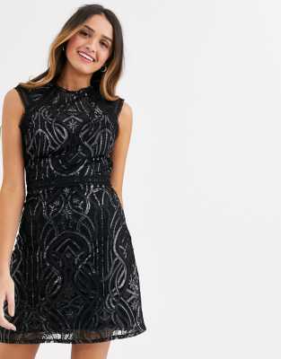 lipsy black skater dress
