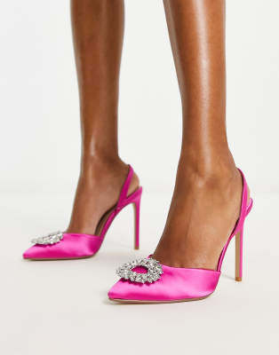 Lipsy Embellished Slingback Heeled Shoes In Pink