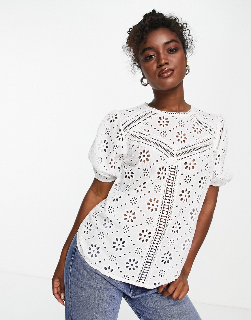 Lipsy eyelet lace top in white