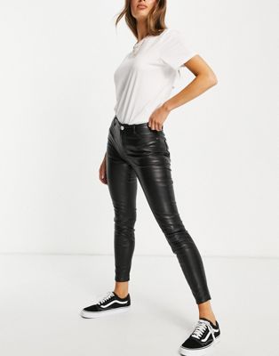 Lipsy faux leather leggings in black
