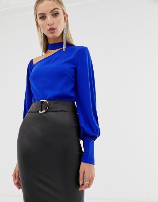 Lipsy faux leather pencil skirt in black