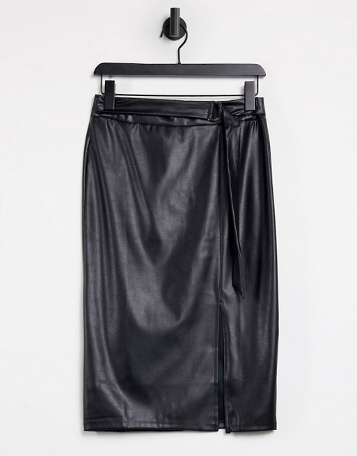 Lipsy faux leather pencil skirt in black