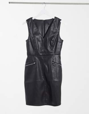 lipsy faux leather dress