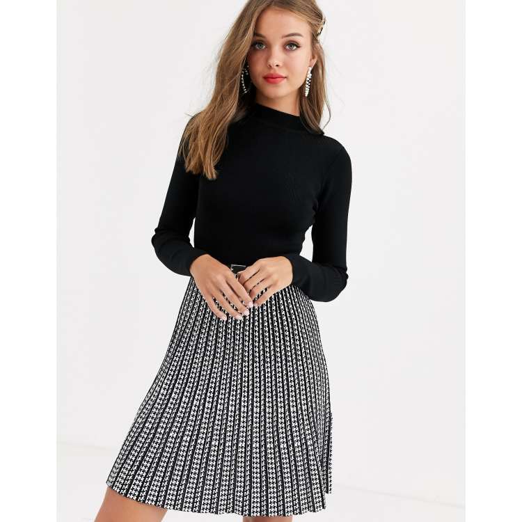 Lipsy fit and flare dress in mono ASOS