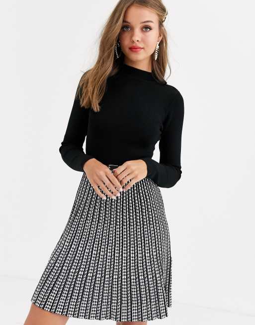 Lipsy fit and flare dress in mono | ASOS