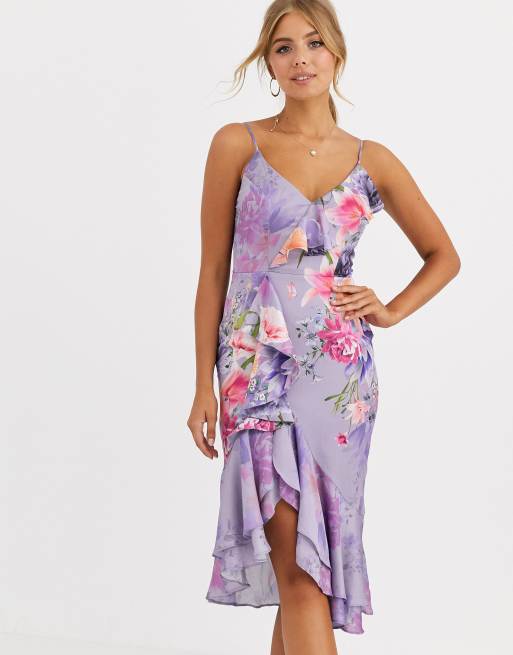 Lipsy printed floral shop fitted flare dress