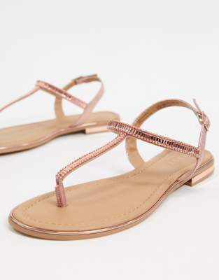 rose gold flip flops with rhinestones