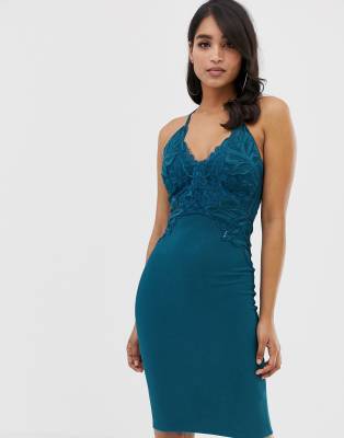 lipsy teal lace dress