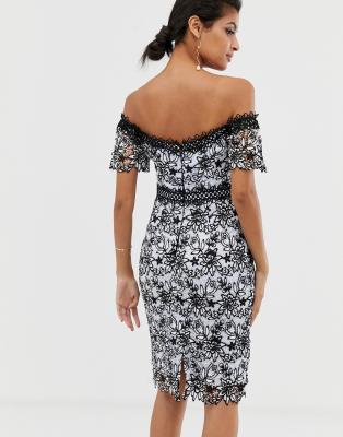 lipsy floral bardot dress