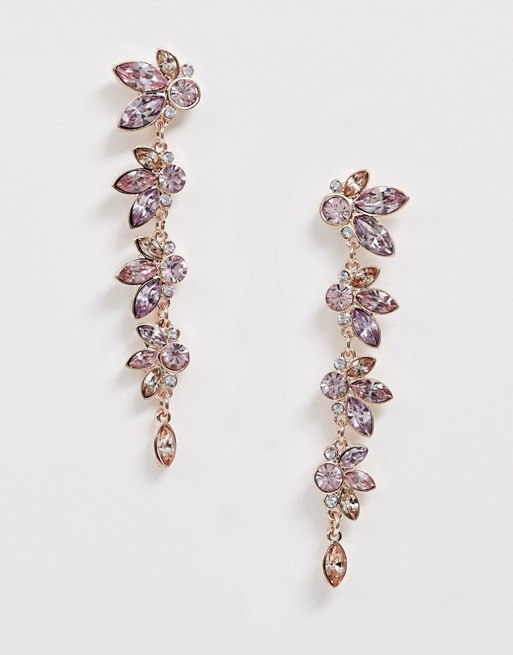 Lipsy floral embellished drop earring in irridescent
