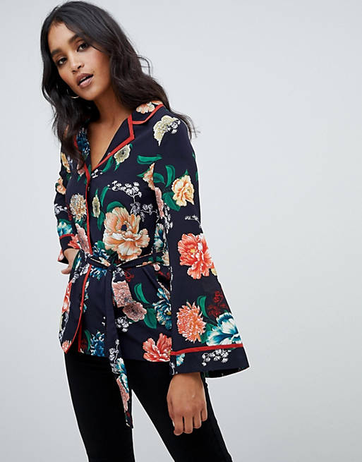 Lipsy floral printed wrap top two-piece