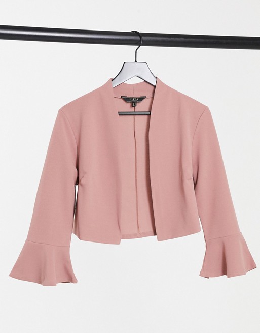 Lipsy fluted sleeve jacket in pink