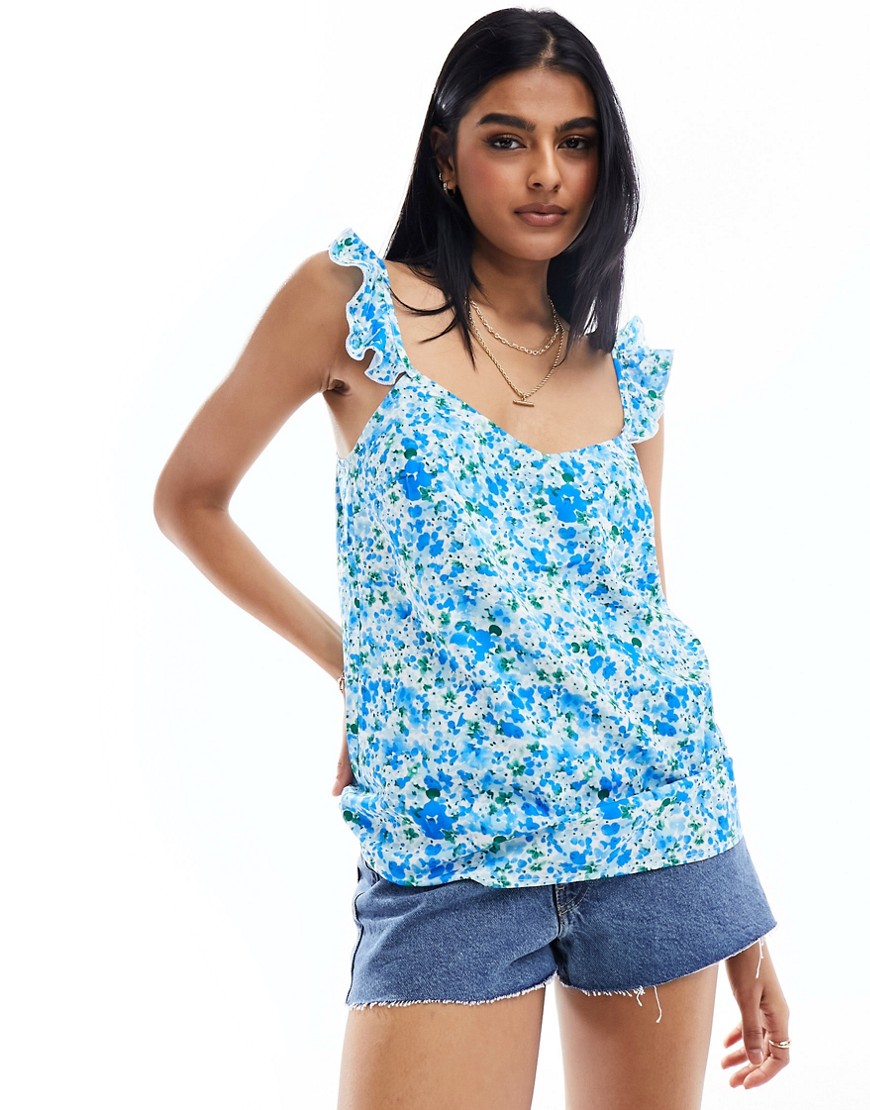 Lipsy Frill Sleeve Cami Top In Floral Print-multi