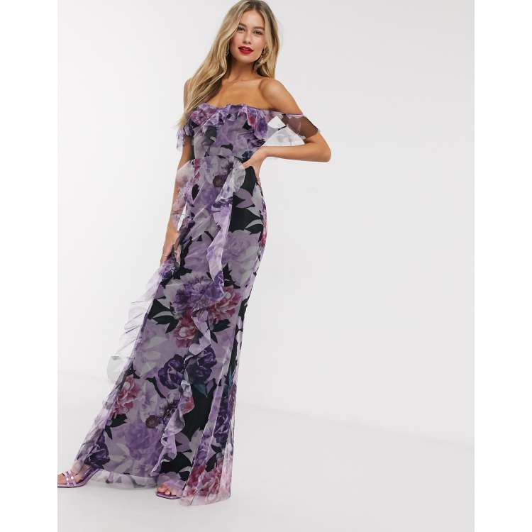 Lipsy print one store shoulder maxi dress