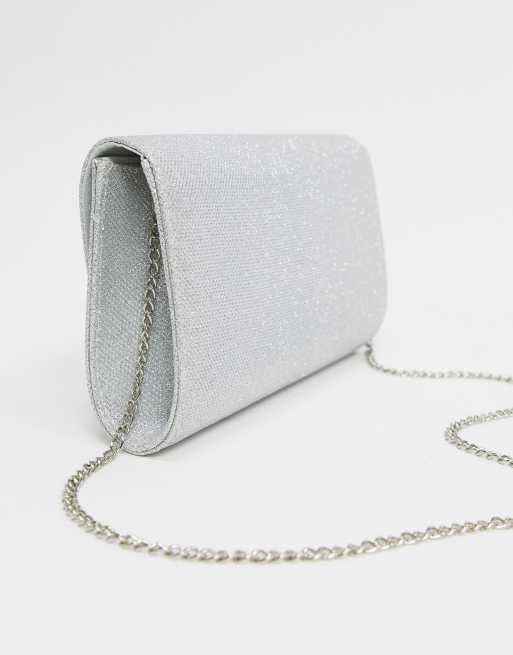 Glitter shop silver clutch