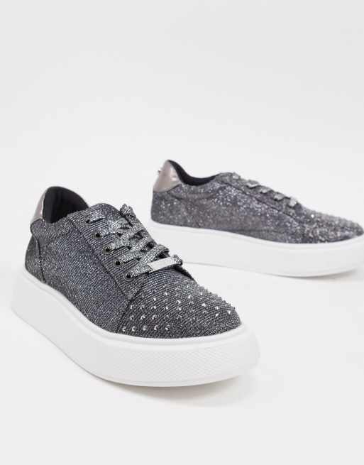 glitter platform trainers