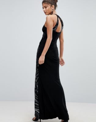 lipsy sequin halter maxi dress