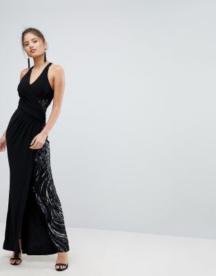 lipsy sequin halter maxi dress