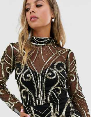 black and gold halter neck dress
