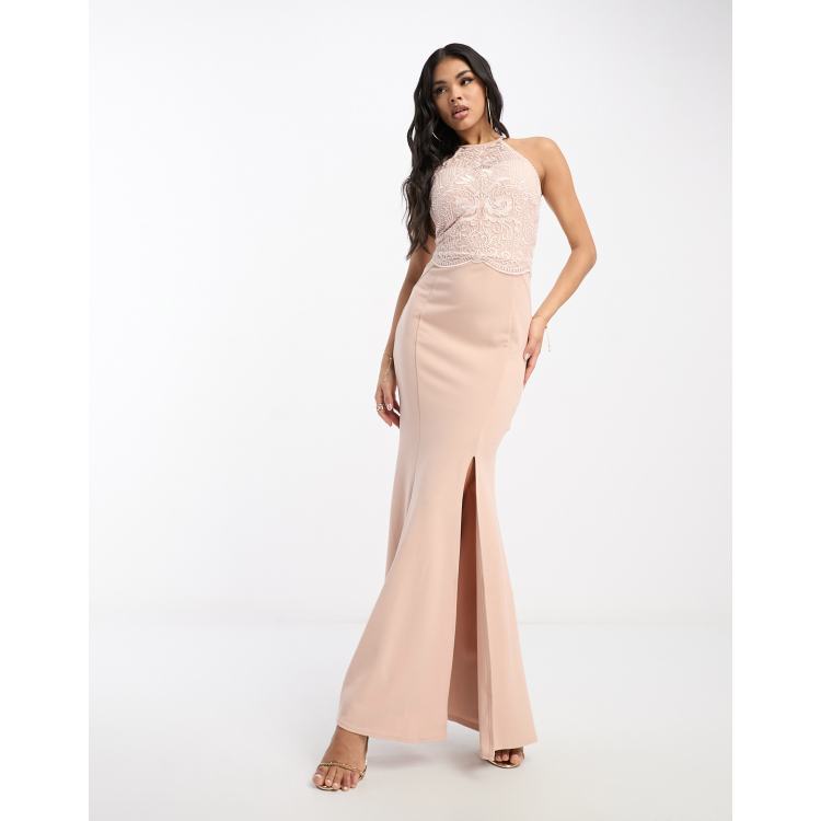 Lipsy sequin shop halter maxi dress