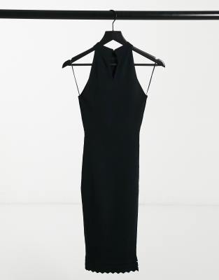 Lipsy halterneck midi dress in black