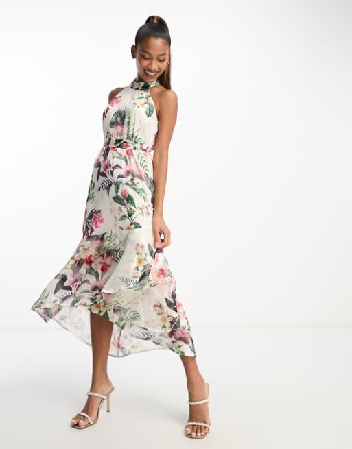 Lipsy halter mila 2025 floral printed midi dress