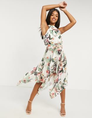 lipsy halter mila floral printed midi dress