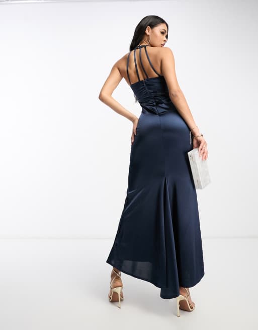 Lipsy halter satin shop panel maxi dress