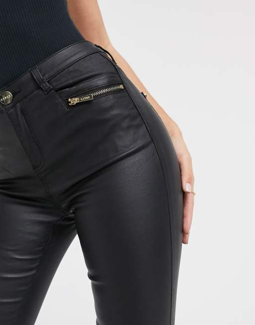 Lipsy Kate coated jeans in black