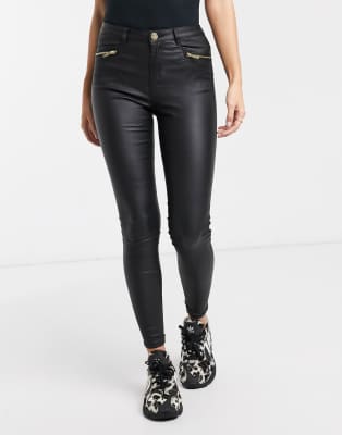 lipsy leather look jeans