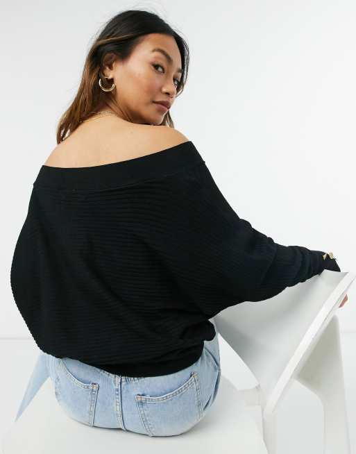 Off shoulder trui outlet zwart